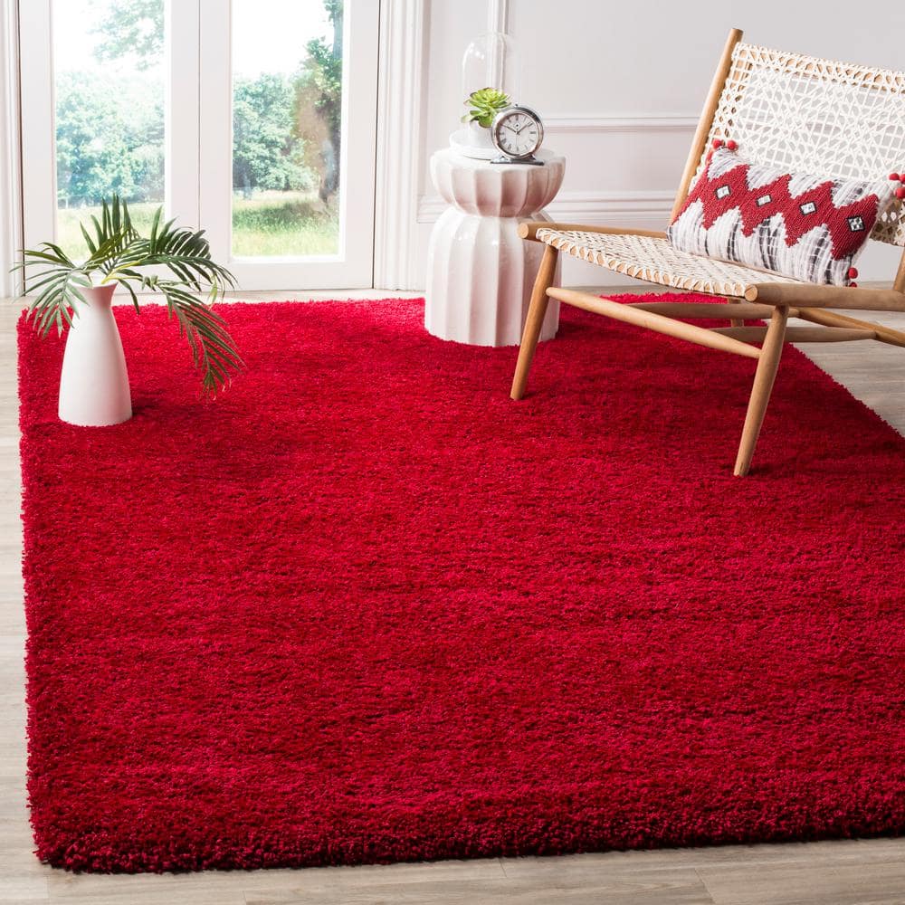 Milan Shag Red Synthetic Rectangular 4' x 6' Area Rug
