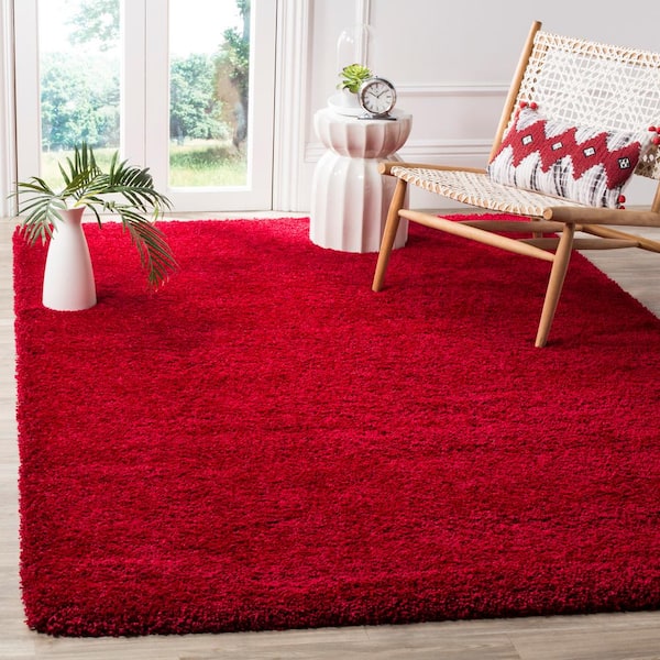Milan Shag Red 5 ft. x 8 ft. Solid Flokati Area Rug
