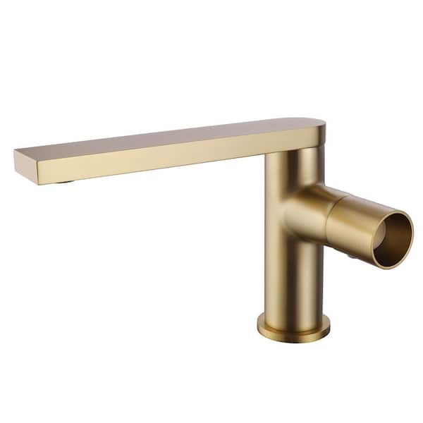 matrix decor Single Handle Single Hole Bathroom Faucet in Brushed Gold