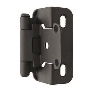 Matte Black 1/2 in. (13 mm) Overlay Self-Closing, Partial Wrap Cabinet Hinge (2-Pack)