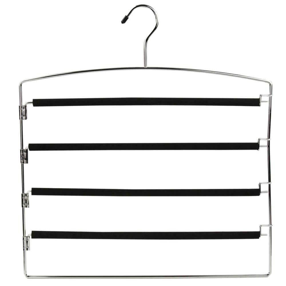 Sunbeam Black PVC Coated 4-Tier Chrome Slack Hanger with Clips (1-Pack ...