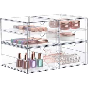 Stackable 1 large drawer and 2 small drawers Cosmetic Organizer Clear