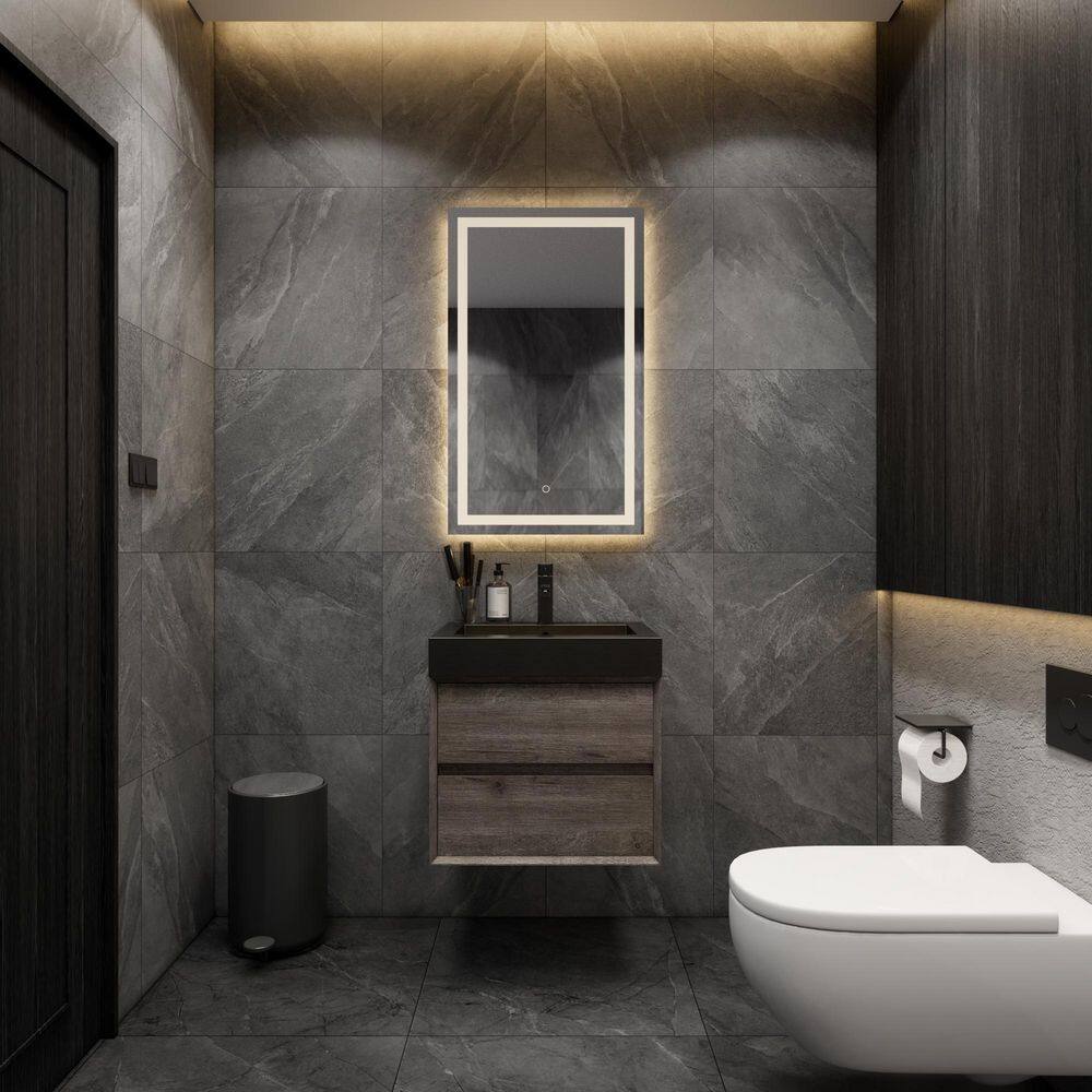 MIA 24 in. W x 20 in. D x 24 in. H Single Sink Floating Bath Vanity in Gray Oak with Black Stainless Steel Top price history on PriceWatchPro