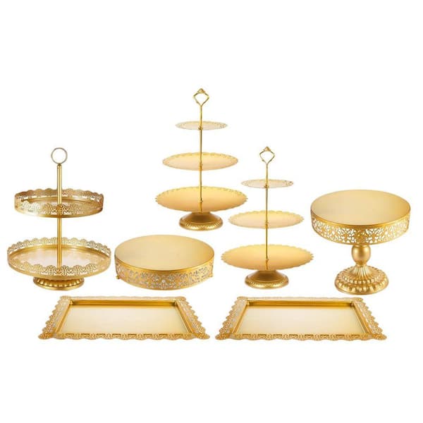 3 Tier Gold Metal Cake Stand Dessert Table Display Set,Cupcake Holder Fruit Candy Donut Plate Serving Tower Tray Platter