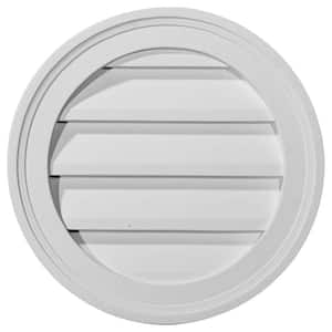 12 in. x 12 in. Round Primed Polyurethane Paintable Gable Louver Vent Non-Functional