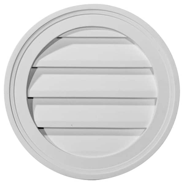 Ekena Millwork 12 in. x 12 in. Round Primed Polyurethane Paintable Gable Louver Vent Non-Functional