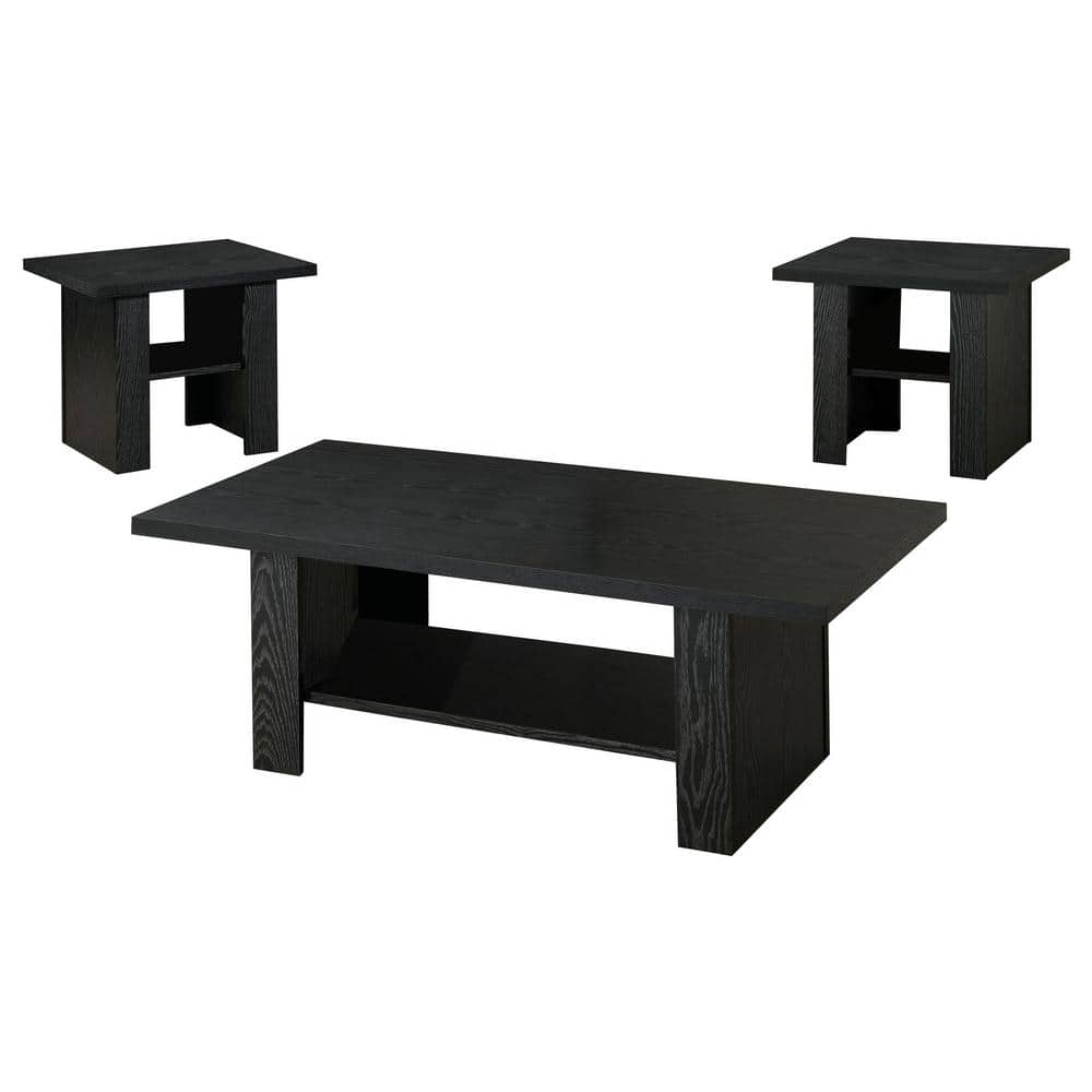 Black Oak 3-Piece Rectangular Coffee and End Table Set