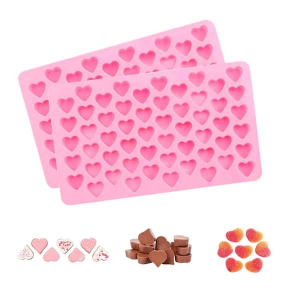 Silicone Heart Molds with Non-Stick for Jelly, Homemade Treats, Candy, Chocolate, Candle and Lacquer Seal Making(2-Pack)