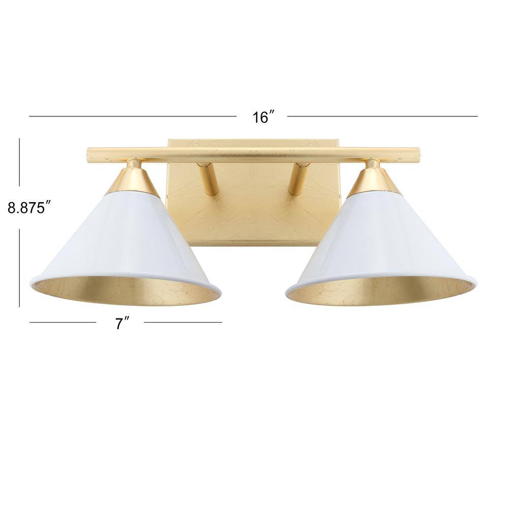 Yvette 16'' White and Gold Metal Vanity Sconce