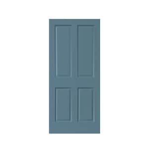 30 in. x 80 in. Dignity Blue Stained Composite MDF 4 Panel Interior Barn Door Slab