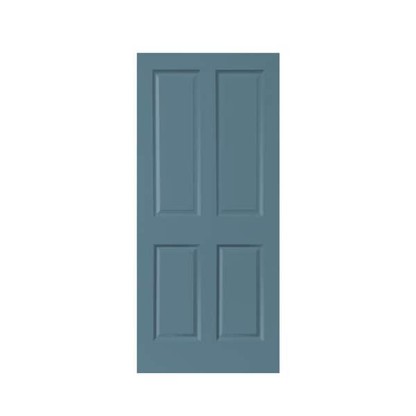 CALHOME 30 in. x 80 in. Dignity Blue Stained Composite MDF 4 Panel Interior Barn Door Slab