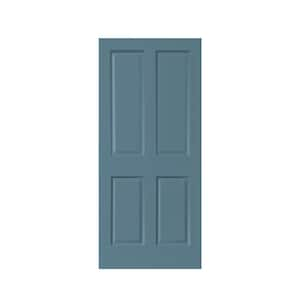 36 in. x 80 in. Dignity Blue Stained Composite MDF 4 Panel Interior Door Slab For Pocket Door