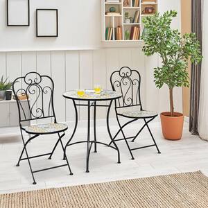 Folding Bistro Chairs Mosaic Patio Chairs Outdoor Dining Chairs (Set of 2)