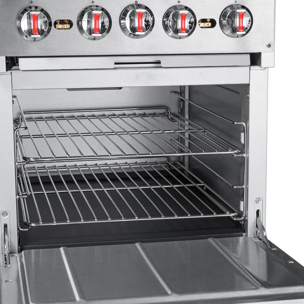 24 in Stainless Steel Commercial Gas Range with Built-in Oven