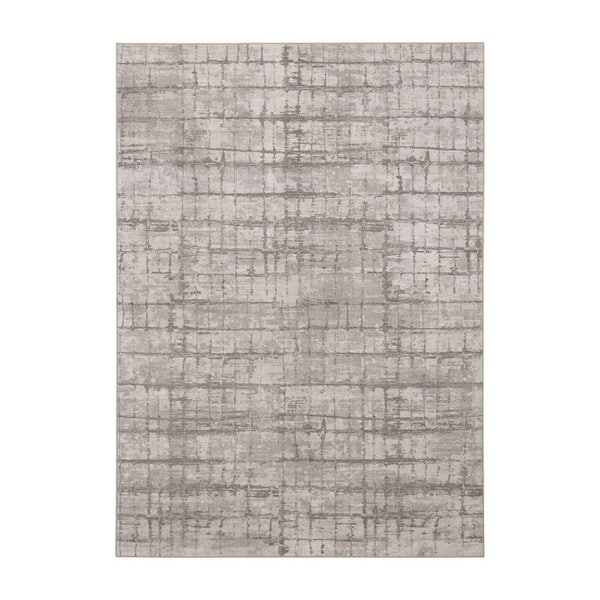 Theo Dusty Beige 5 ft. x 7 ft. Woven Abstract Polyester Area Rug