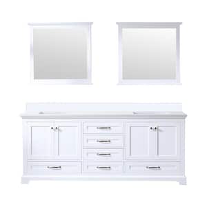 Dukes 80 in. W x 22 in. D White Double Bath Vanity, White Quartz Top, and 30 in. Mirrors
