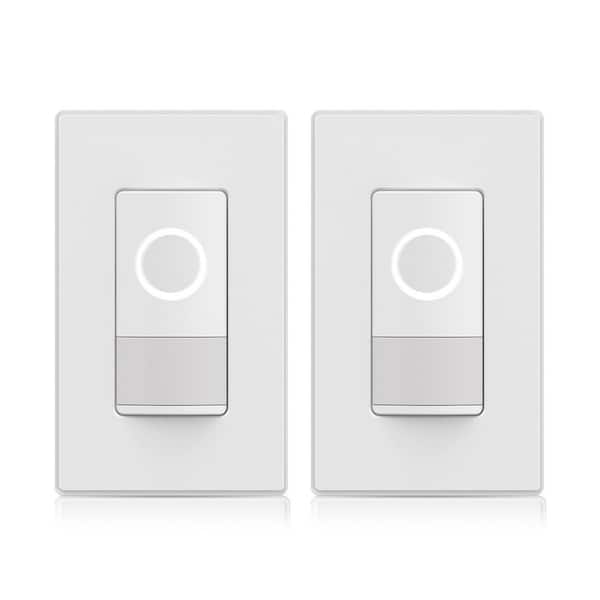 Smart Sensor Light Switch Single Pole, 2. 4GHz Wi-Fi Dimmer Switch Compatible w/Alexa & Google Assistant, White 2PC