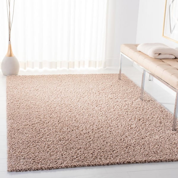 Primo Shag Beige 7 ft. x 7 ft. Square Solid Area Rug