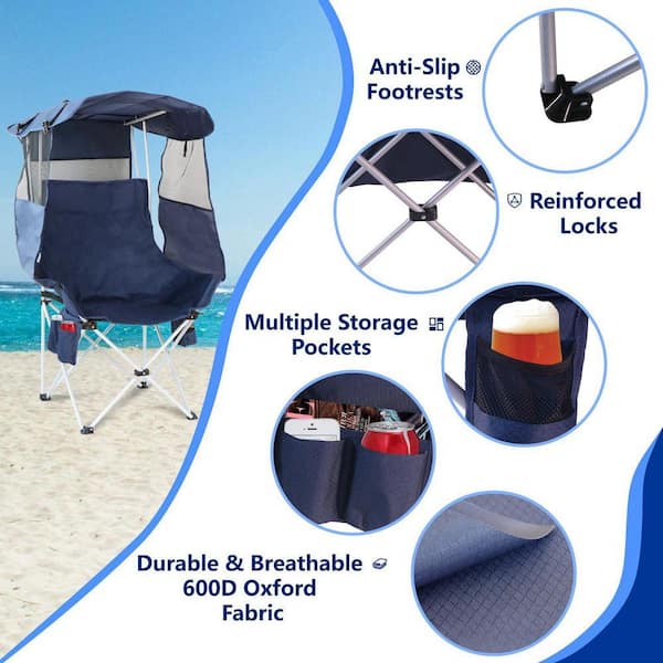 MOEPISY Blue Steel Folding Camping Chairs Lawn Beach Chairs with