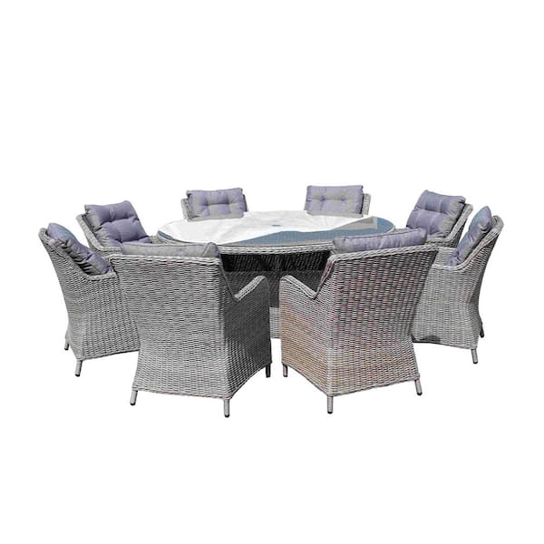 Sol Living Tahiti Round Dining Set 9-Piece Set