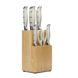 White 9 Piece Razor Sharp Forged High Carbon Stainless Steel Kitchen Knives Set With Kitchen Shear And Sharpener Stick