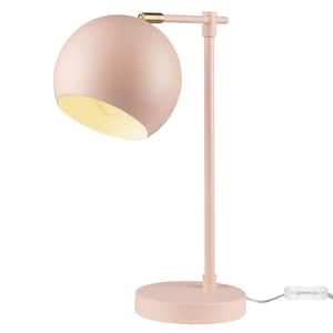 Hannah 18 in. Matte Pink Desk Lamp with Brass Accent