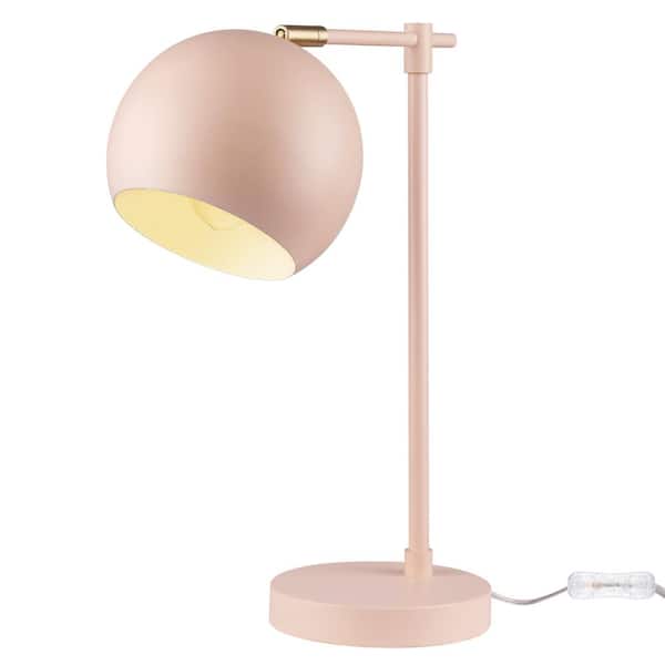 Globe Electric Hannah 18 in. Matte Pink Desk Lamp with Brass Accent