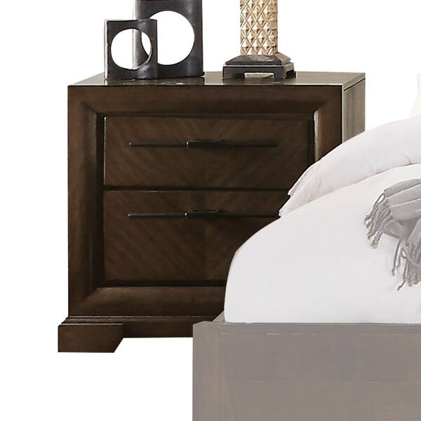 CIPACHO 2-Drawer Dark Brown Nightstand 26 in. H x 28 in. W x 18 in. D