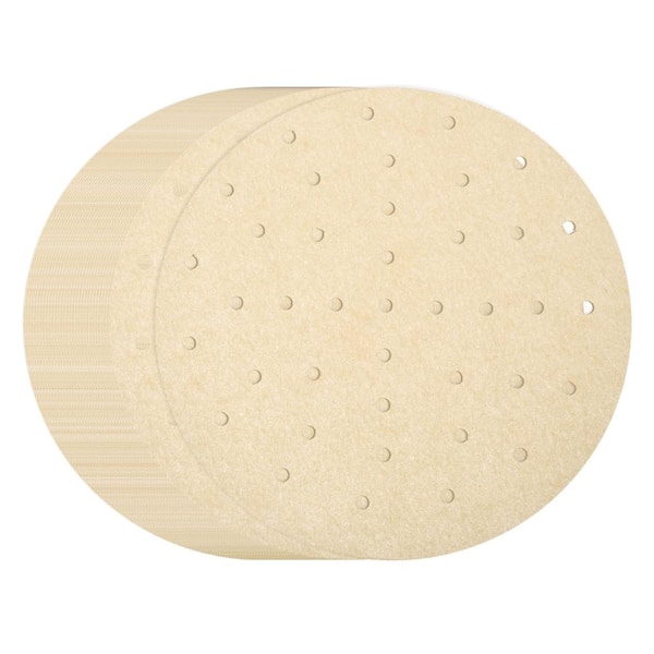 100-Count 10 in. Round Brown Perforated Parchment Liners for Air Fryer and Bamboo Steamer Basket