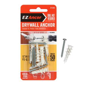 Twist-N-Lock 50 lb. Self-Drilling Drywall Anchors with Screws (6-Pack)