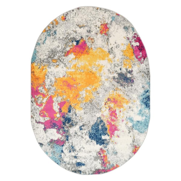 Sky Multi 5 ft. x 7 ft. Contemporary Abstract Oval Area Rug