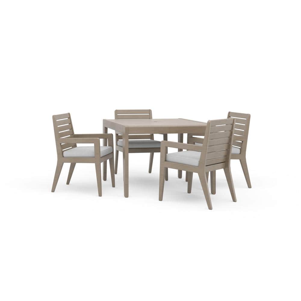 Coastal Gray Acacia Wood 5-Piece Outdoor Dining Set
