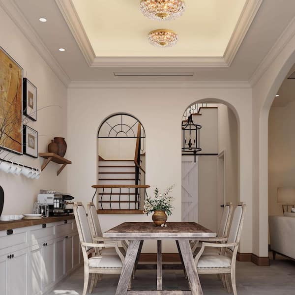 Jojospring Sophia 11.8 in Diameter Brushed Brass 3-Light Crystal Basket Flush Mount LJ-5115-AYP