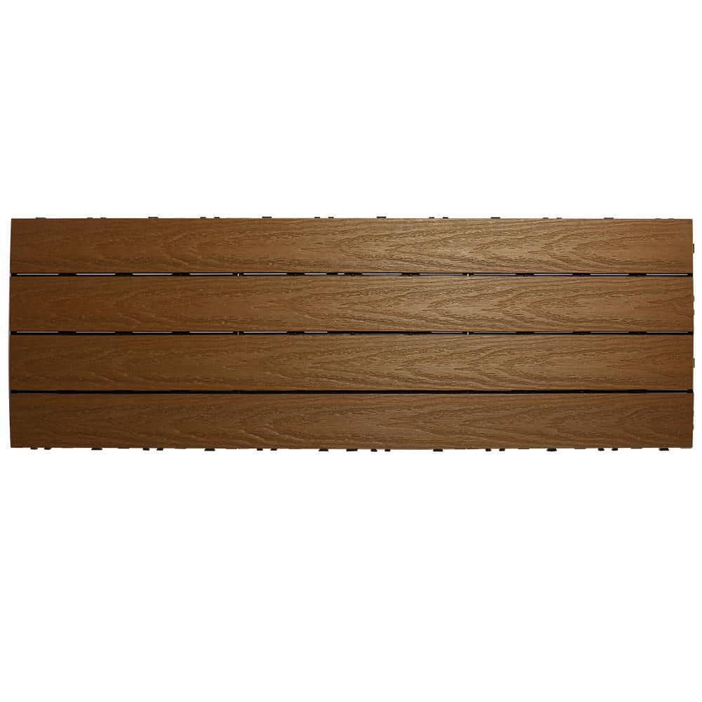 NewTechWood UltraShield Naturale 1 ft. x 3 ft. Quick Deck Outdoor Composite Deck Tile in Peruvian Teak (15 sq. ft. Per Box)