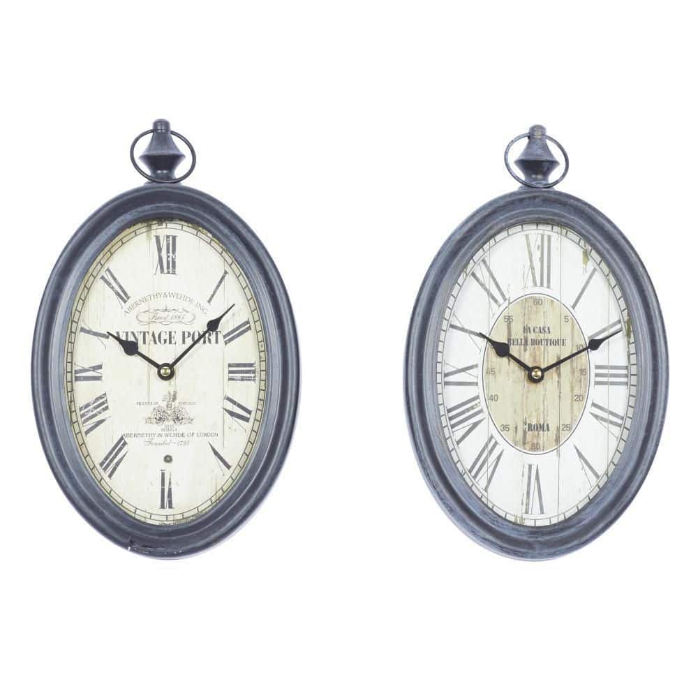 ( incomplete) DecMode 15 H  8 W Black Metal Pocket Watch Style Wall Clock (2 Count)