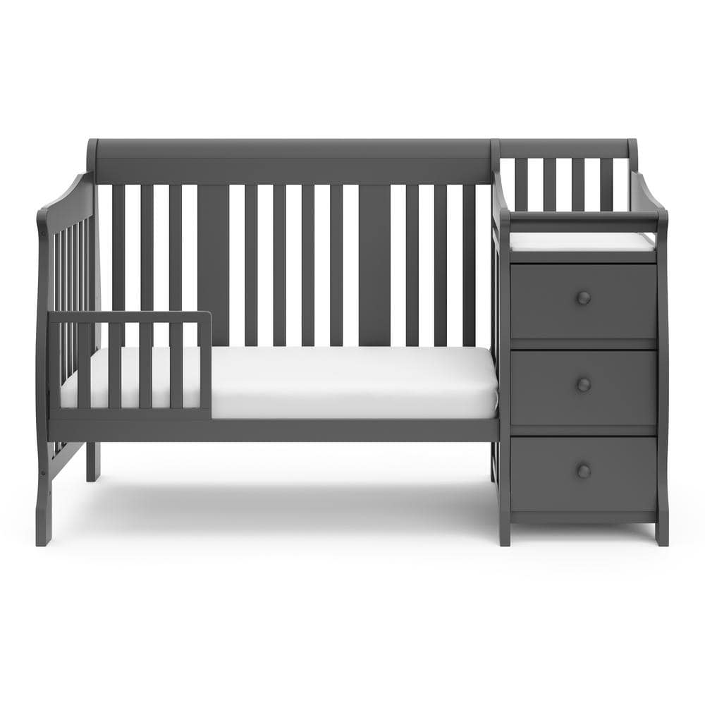 Gray 5-in-1 Convertible Crib and Changer with Storage