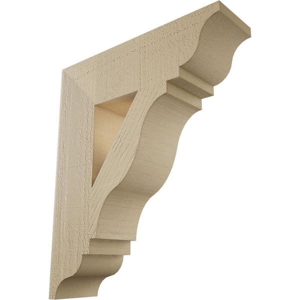 Ekena Millwork 5.5 in. x 24 in. x 20 in. Funston Traditional Rough Cedar Woodgrain Timberthane Polyurethane Bracket, Primed Tan