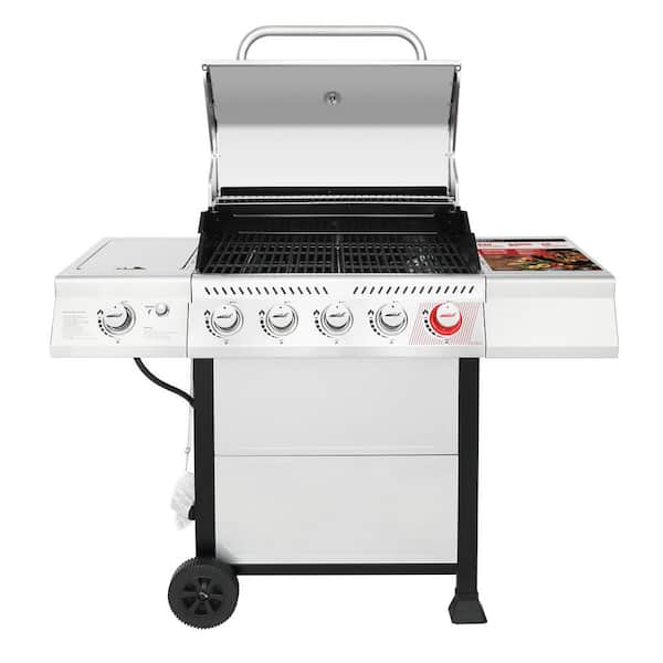Monument Grills 6-Burner Propane Gas Grill in Stainless with LED Controls,  Side Burner and Rotisserie Kit 77352 - The Home Depot