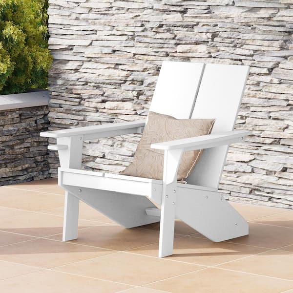Coastin Outdoor Patio Weather Resistant Modern Poly Plastic White Adirondack Chair