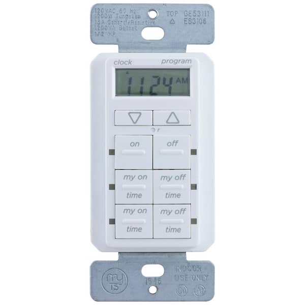 myTouchSmart Simple Set 15 Amp 120-Volt 24 Hour Indoor In-Wall Digital Programmable Timer - White