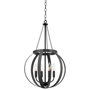 Colette 60-Watt 4-Light Black Modern Chandelier, No Bulb Included