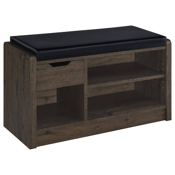 Coaster Arrington 17.75 in. H x 31.5 in. W Smoked Oak Wood Shoe Storage Bench