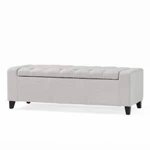 Hikaru Tufted Light Gray Fabric Storage Bench