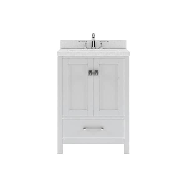 Virtu USA Caroline Avenue 24 in. W Bath Vanity in White with Quartz Vanity Top in White with White Basin