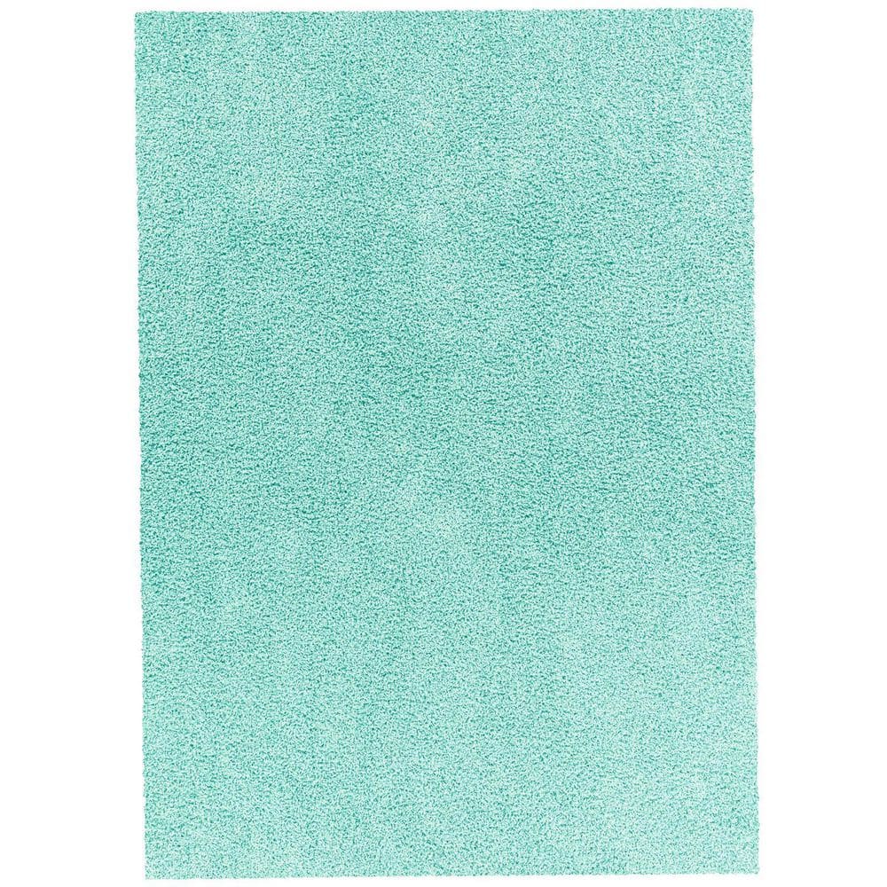 Green Polyester 5 ft. x 7 ft. Solid Indoor/Outdoor Area Rug