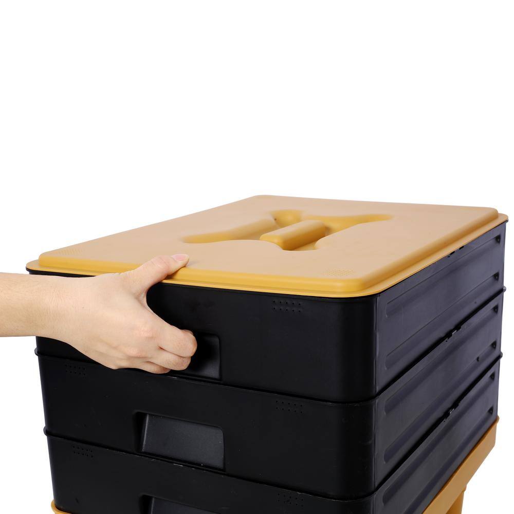 65L Yellow and Black Multi-Layer Worm Composter Bin