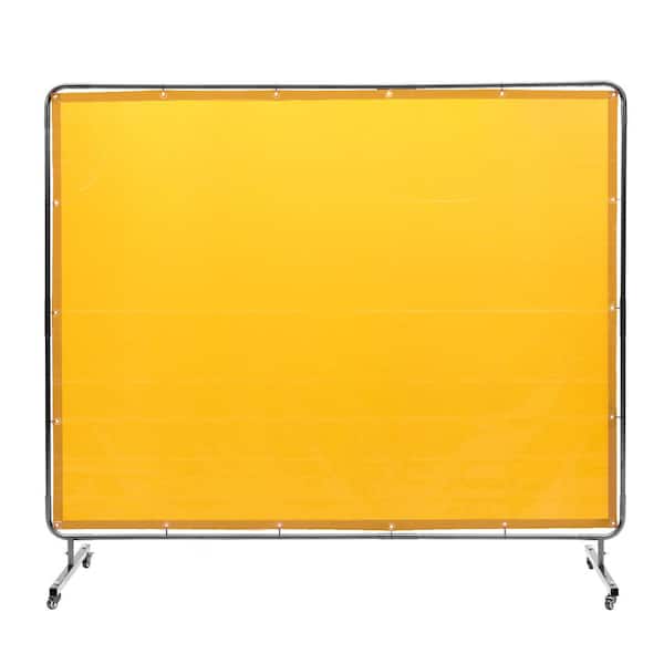 SKYSHALO Welding Screen w/Frame, 6 ft. x 8 ft. Welding Curtain Screen, Flame-Resistant Vinyl Welding Protection Screen on 4 Wheel