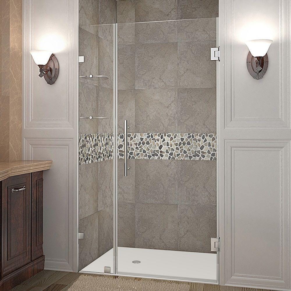 Nautis GS 43 in. x 72 in. Frameless Hinged Shower Door in Stainless Steel with Glass Shelves price history on PriceWatchPro