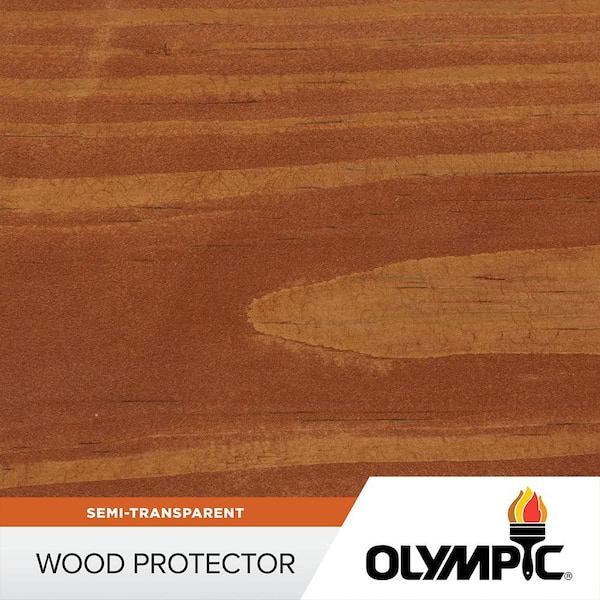 Olympic 1 gal. Redwood Exterior Semi-Transparent Wood Protector Stain Plus Sealant in One