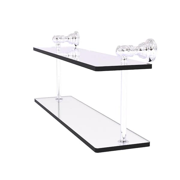 Carolina Collection 16 in. W x 9.2 in. H x 5.6 in. D Glass Rectangular Shelf in Polished Chrome